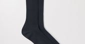 Dark Navy Ribbed Cotton Sock | Men's Italian | Asket