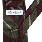 Striped Wool Silk Tie Burgundy Hand Rolled
