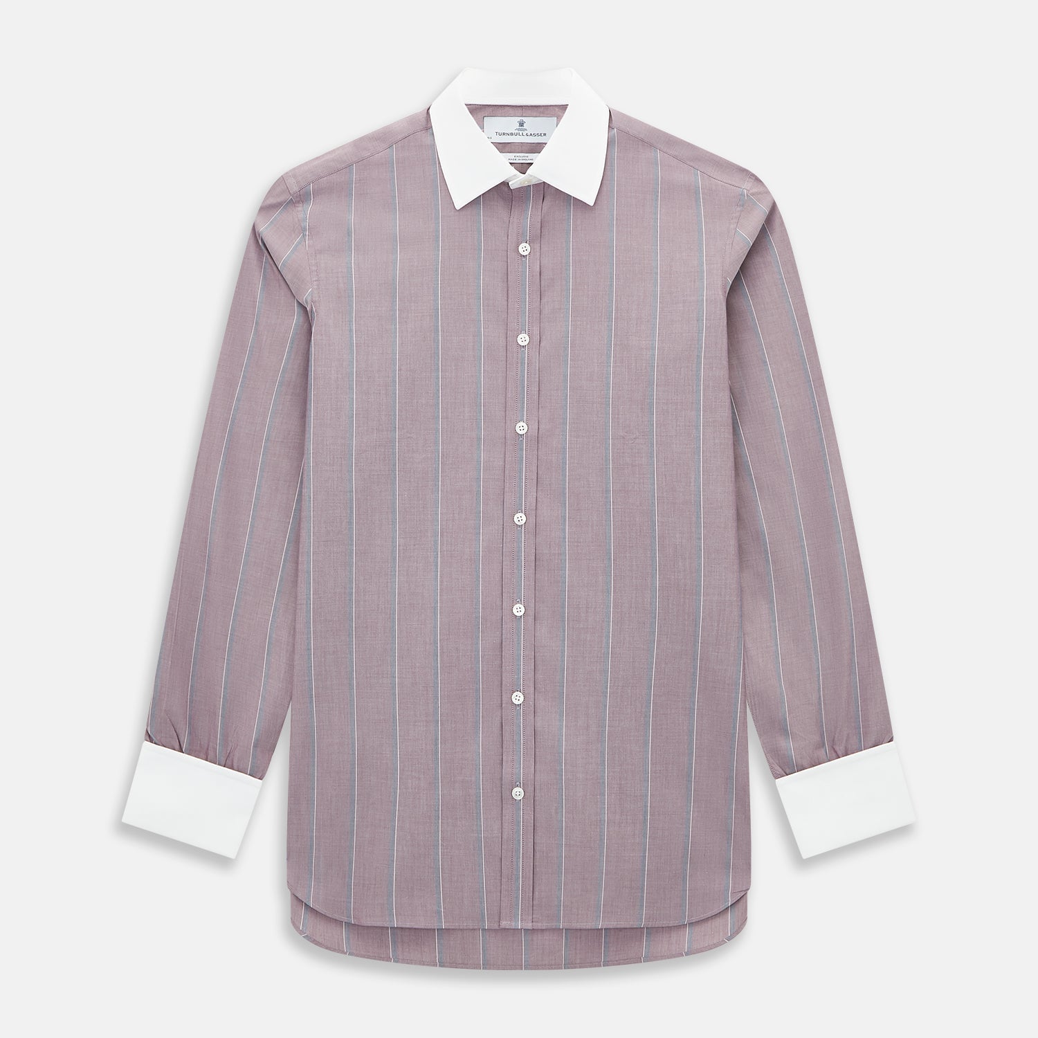 Light Porto Red Track Stripe Shirt With Contrast T A Collar And Cuffs