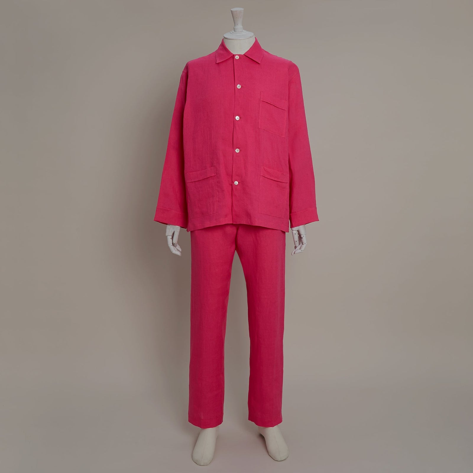 Linen Pyjamas In Fuchsia