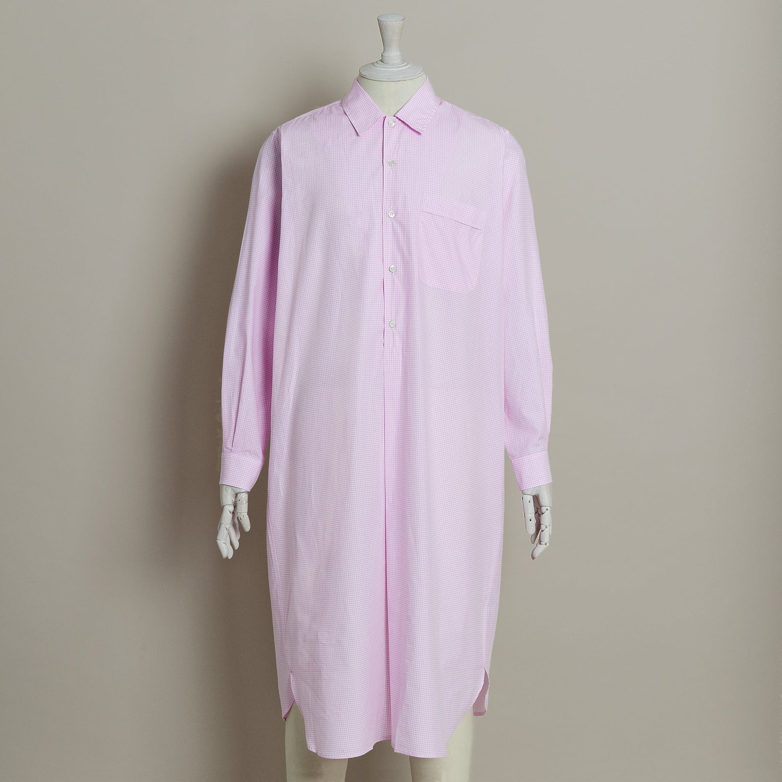 Gingham Check Cotton Nightshirt In Light