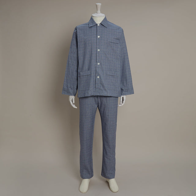 Soft Brushed Cotton Pyjama In Prince Of Wales Check Print In Navy