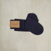 Sea Island Cotton Long Plain Socks In Navy