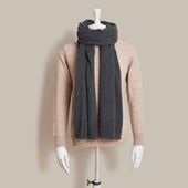 Large Knitted Cashmere Scarf In Dark Grey