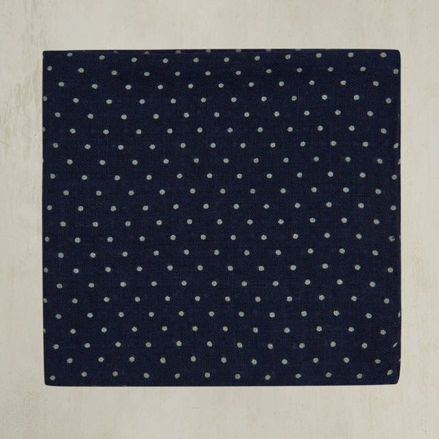 Wool and Cashmere Spotted Pocket Square In Navy