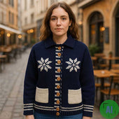 54d Snowflake Lumber Cardigan 100 Pure New Wool