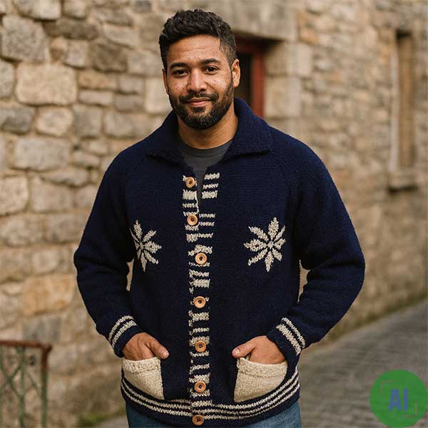 54d Snowflake Lumber Cardigan 100 Pure New Wool