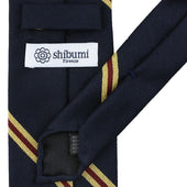 Repp Stripe Silk Cotton Tie Midnight Hand Rolled
