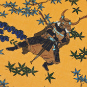 Samurai Motif Wool Silk Pocket Square 40x40cm