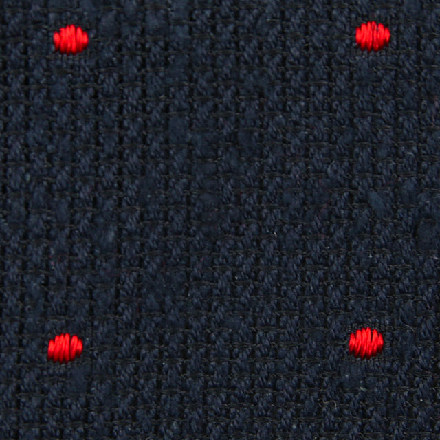 Dotted Shantung Grenadine Bespoke Tie - Navy / Red