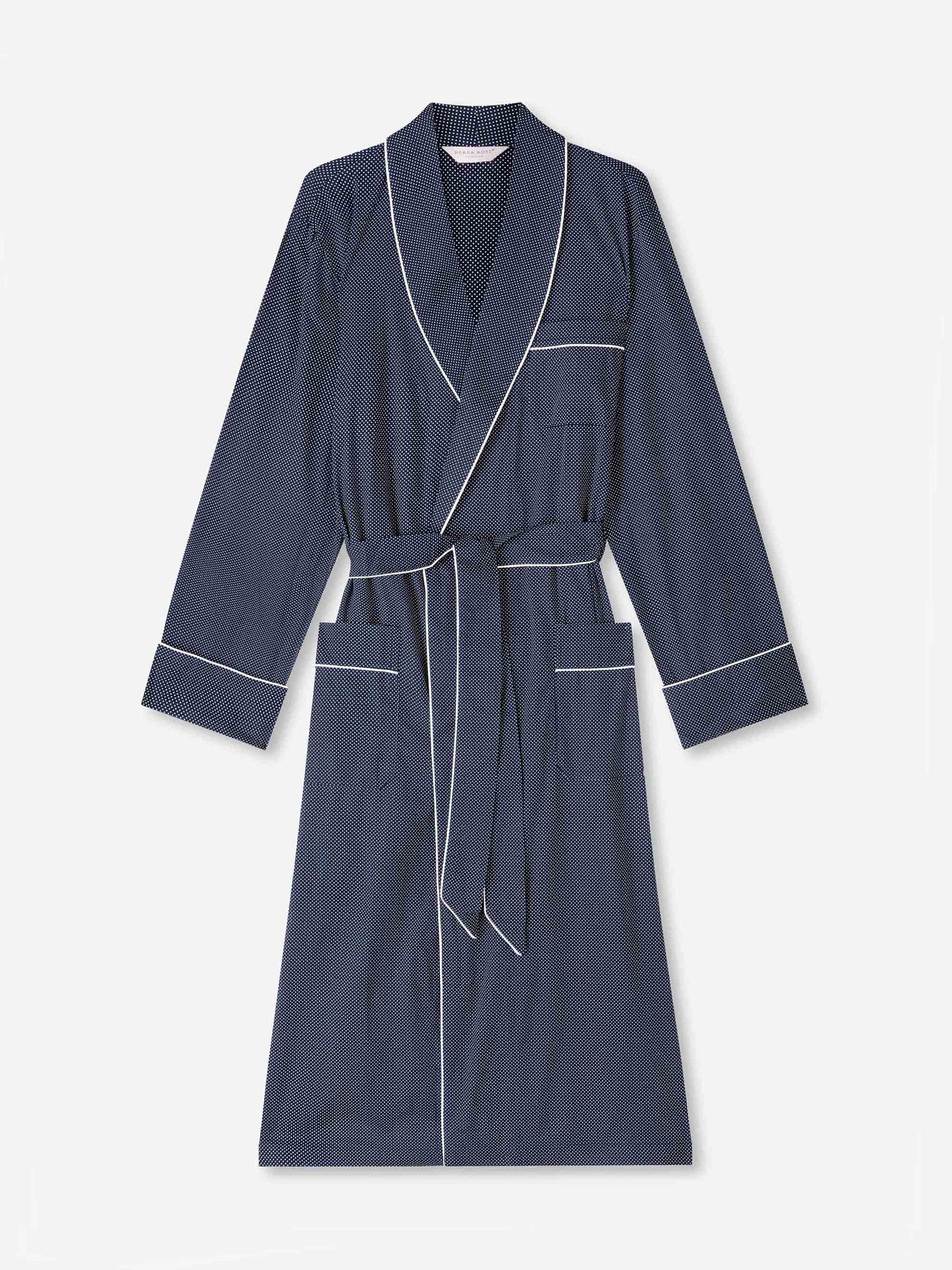 Men S Robe Cotton Batiste Pin Dot Print