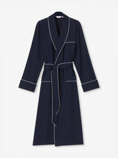 Men's Robe Royal Cotton Navy Polka Dot