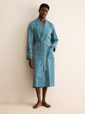 Men S Robe Royal Cotton White Stripe