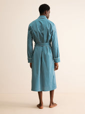 Men S Robe Royal Cotton White Stripe