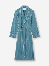 Men S Robe Royal Cotton White Stripe