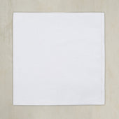 Linen Pocket Square With Drawn Thread Detail In