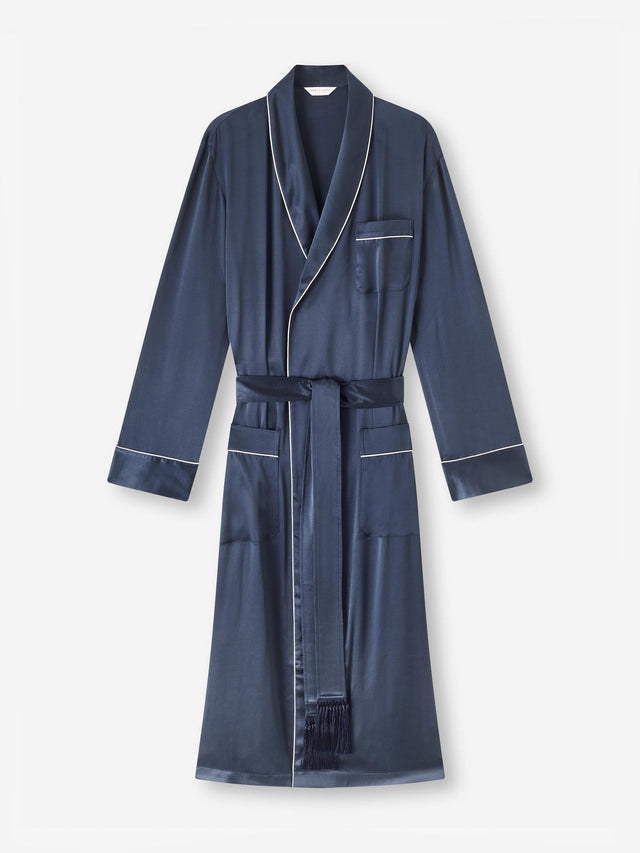 Men's Robe Bailey Silk Satin Navy