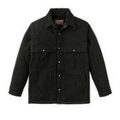 Lined Mackinaw Wool Cape Coat - Peat Black