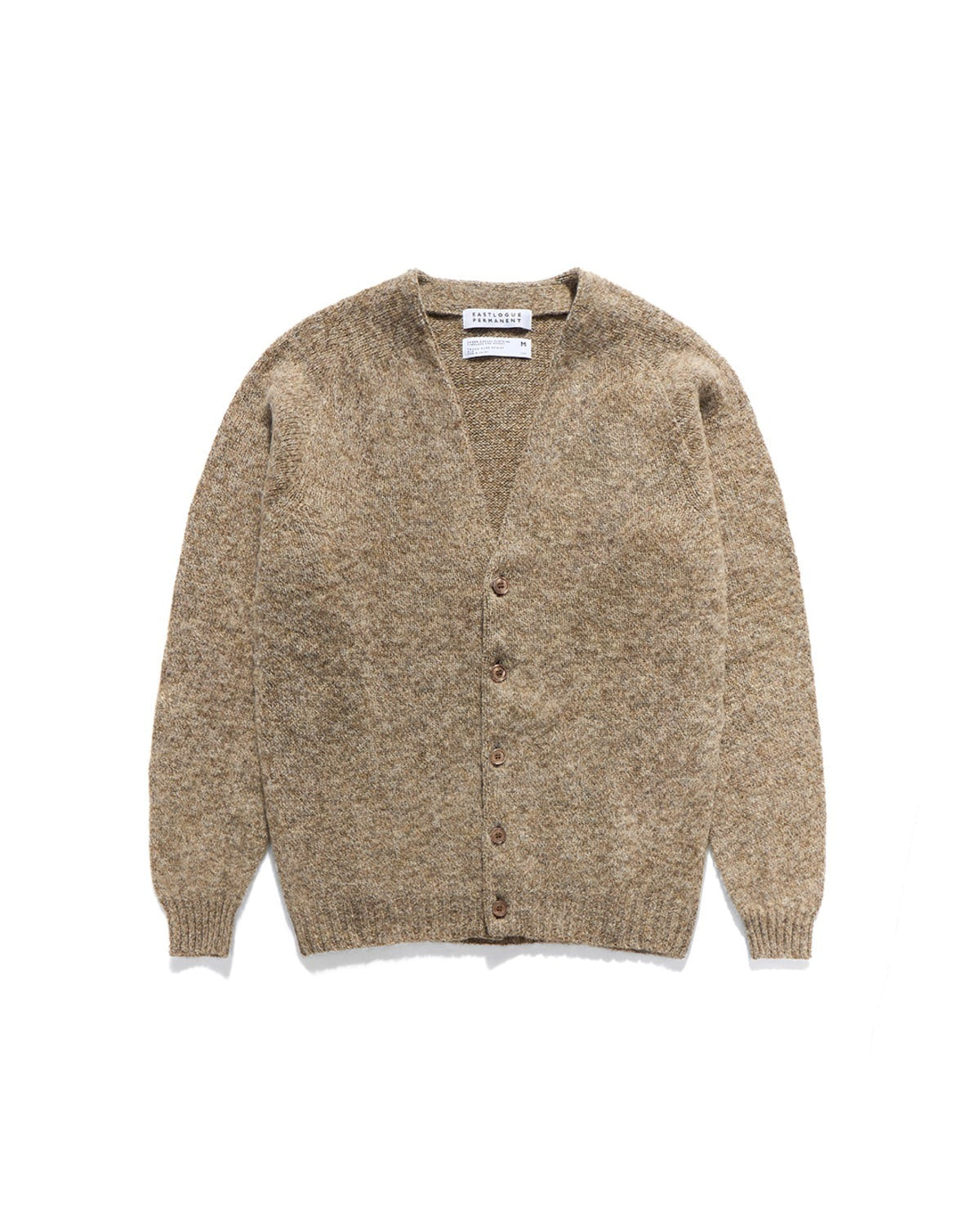 SHAGGY SHORTER LENTH V NECK CARDIGAN / MUSHROOM