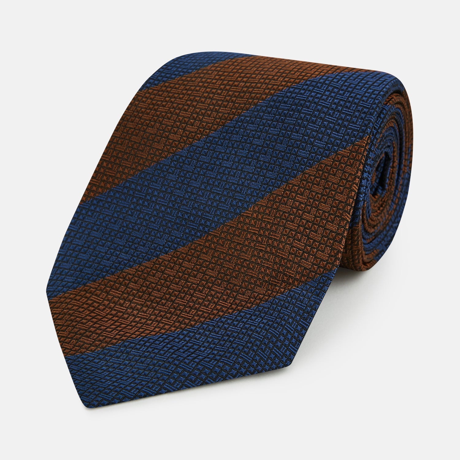 And Navy Block Stripe Silk Tie