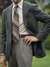 Striped Cashmere Tie Brown Copper Beige