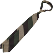 Triple Block Stripe Cashmere Silk Grenadine Tie Olive Brown Beige