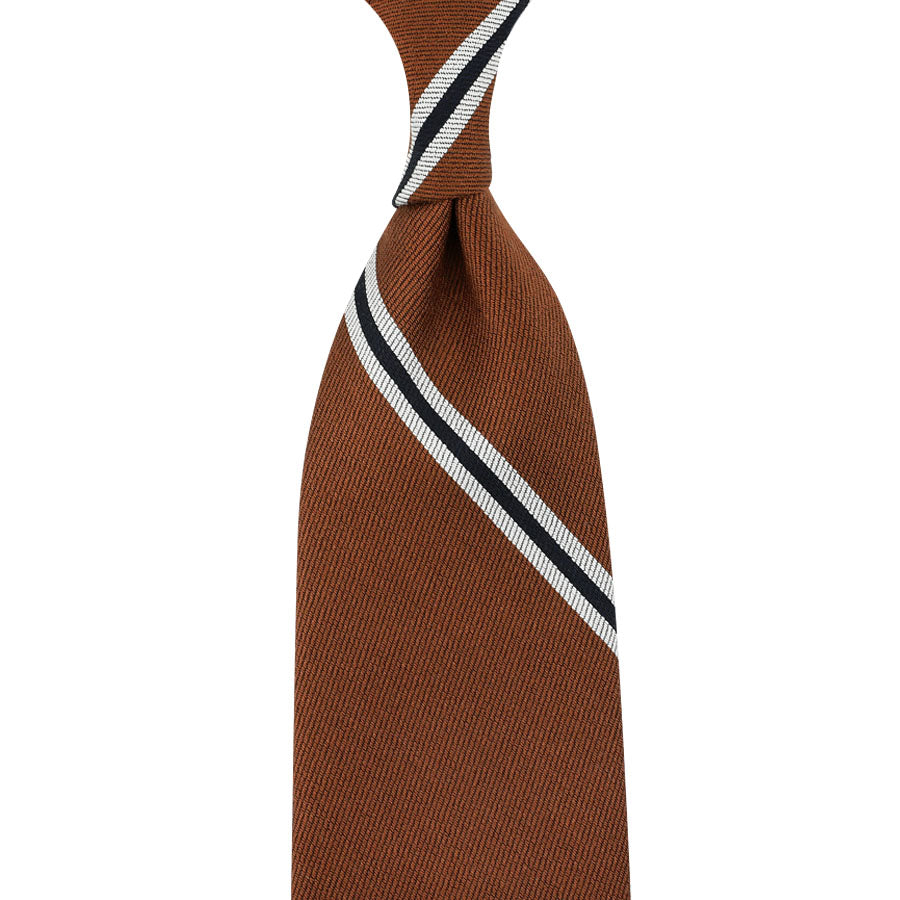 Repp Stripe Silk Cotton Tie Hand Rolled