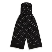 And White Spotted Silk Scarf