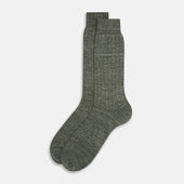 Green Linen Mid Length Socks