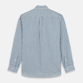 Pale Multi Stripe Weekend Fit Wool Shirt With Derby Collar And 1 Button Cuffs