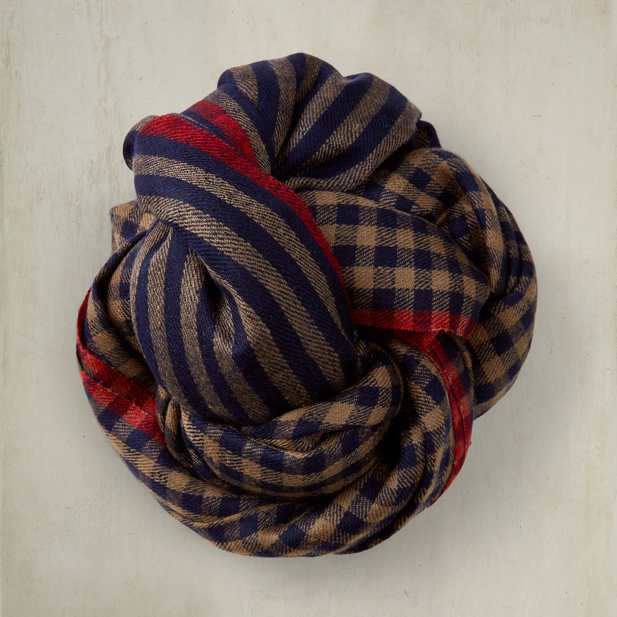 Mini Check Cashmere Scarf In And Taupe