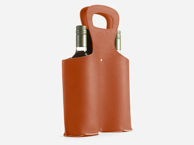 No. 566 Double Leather Wine Tote, Black