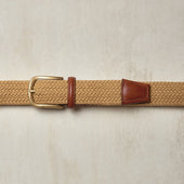 Cotton Elastic Woven Belt In Dark Natural