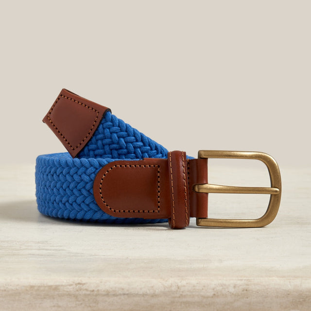 Cotton Elastic Woven Belt In Blue
