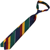 Japanese Repp Stripe Silk Tie Burgundy Forest Gold