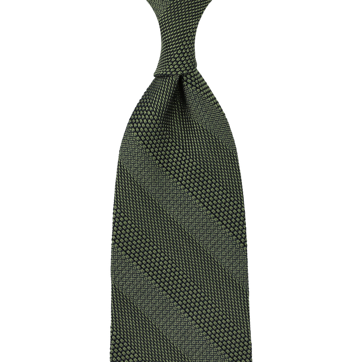Striped Fina Grenadine Silk Tie Army Hand Rolled