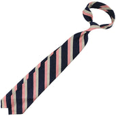 Striped Shantung Silk Tie Beige Pink Hand Rolled