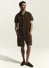 Drawstring Deck Linen Short in Kelp