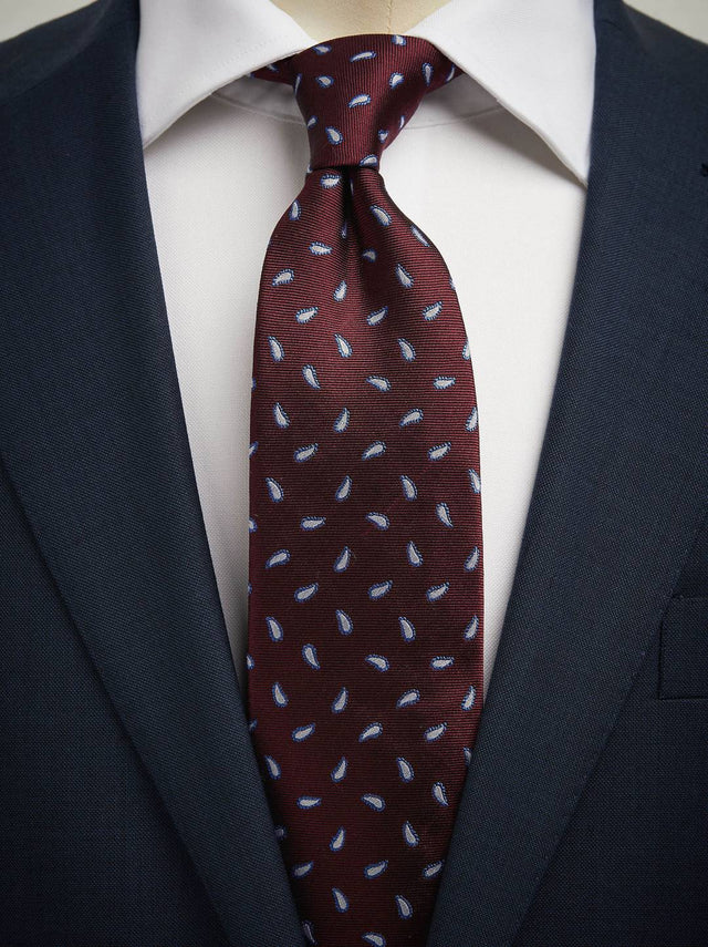 Burgundy Tie Small Paisley