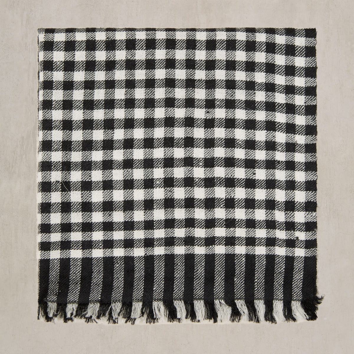 Gingham Cashmere Pocket Square In And Ecru
