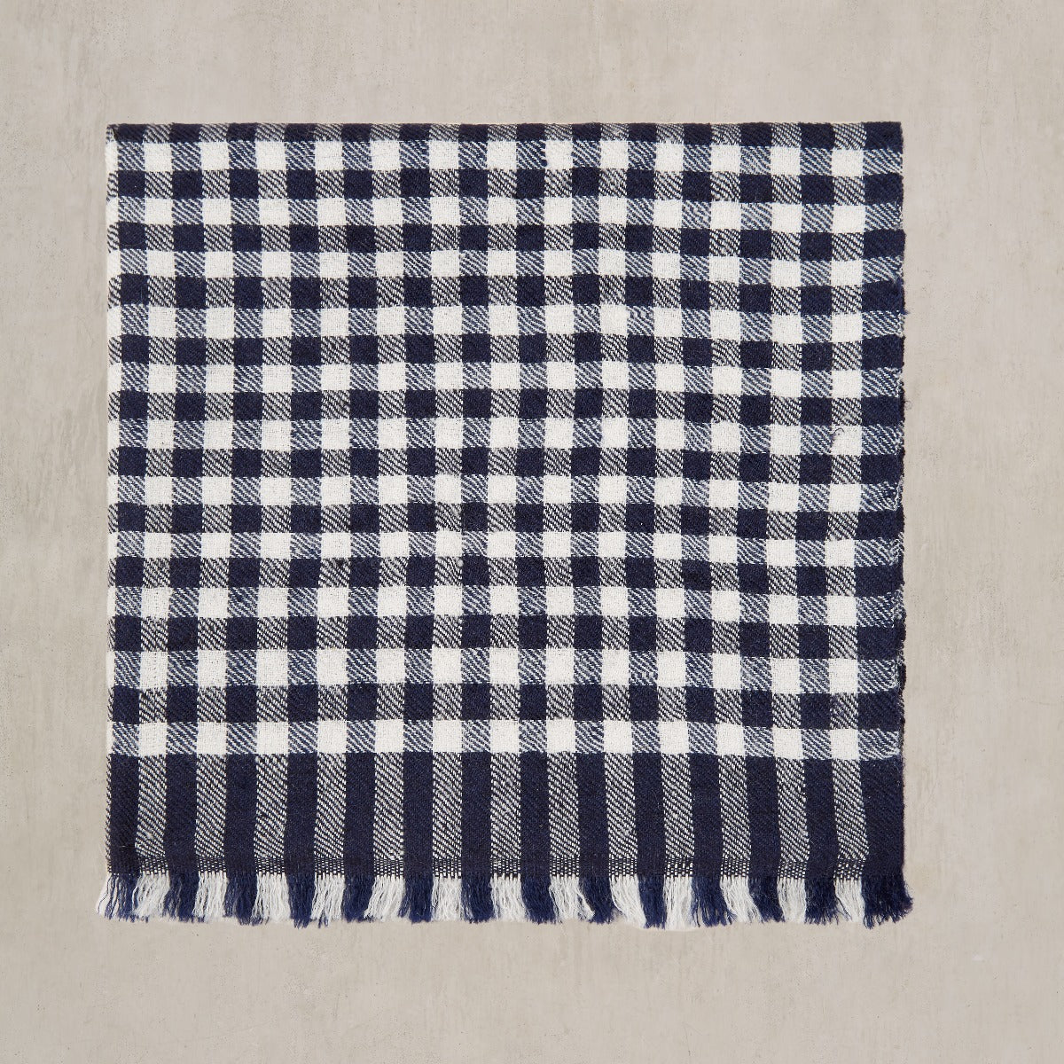 Gingham Cashmere Pocket Square In And Ecru