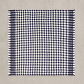 Gingham Cashmere Pocket Square In And Ecru