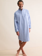 Men S Nightshirt Arran Brushed Cotton Herringbone Stripe