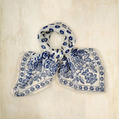 Cashmere And Silk Geometric Provence Neckerchief In Dark Navy
