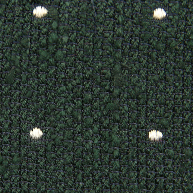 Dotted Shantung Grenadine Bespoke Tie - Forest Green / White