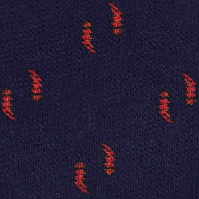 Floral Printed Silk Bespoke Tie - Navy