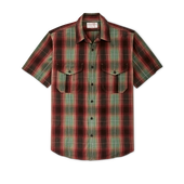 Filson's Washed Short Sleeve Feather Cloth Shirt - Green / Red / Black Ombre