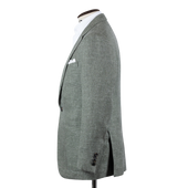 Single Breasted Notch Lapel Jacket In Green Summer Hopsack