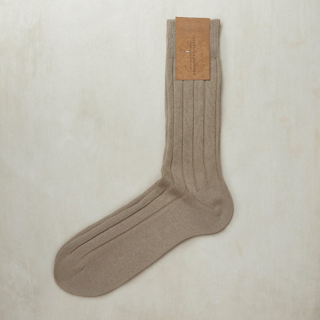 Cotton Ribbed Socks In Natural