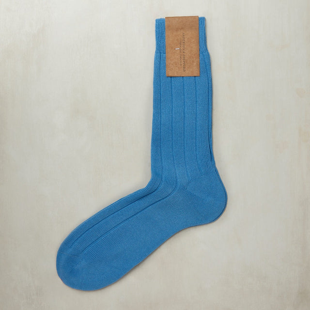 Cotton Ribbed Socks In Sky